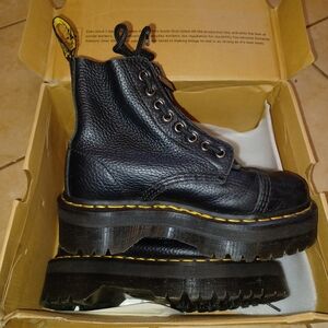 Black Leather Platform Boots